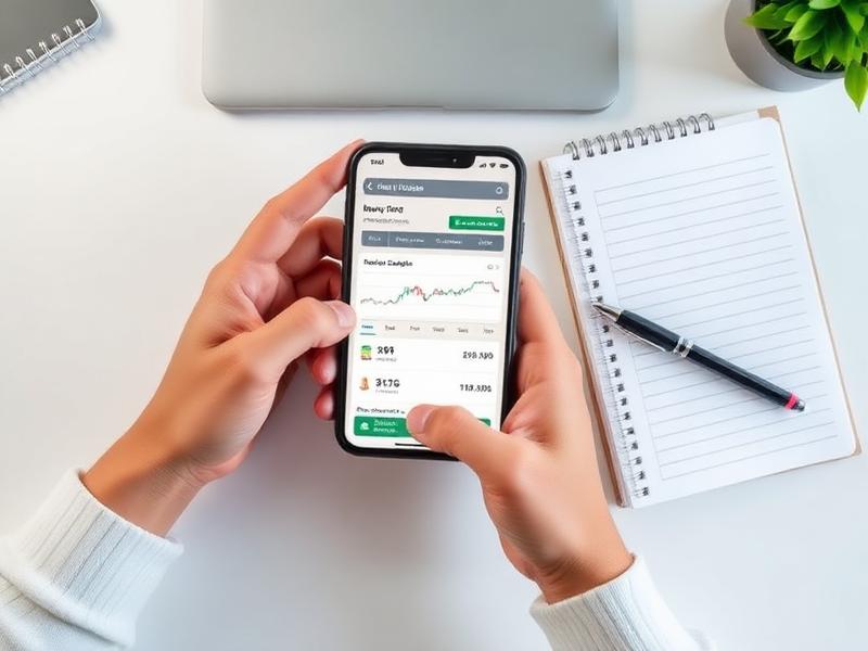 Person reviewing an investing app on a smartphone